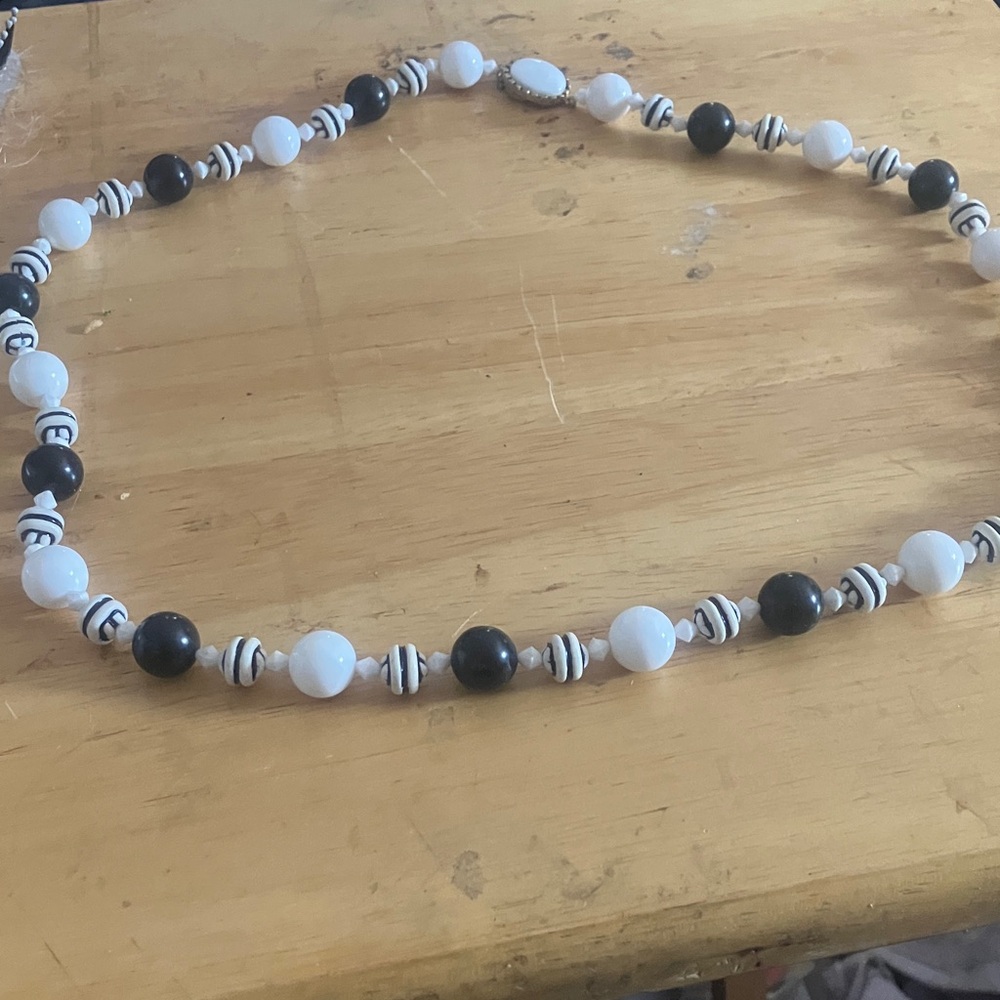 Black and White Beaded Necklace